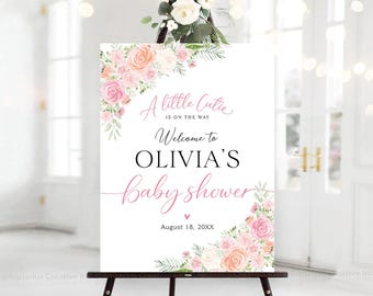 Personalized Baby Shower Sign, Baby Shower Welcome Sign, Baby Shower Decor, Pastel Blush Pink Baby Shower Decorations, Blush Pink Decor