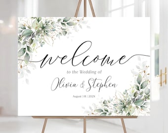 結婚式のウェルカムサイン、結婚式のサイン、結婚式の招待状、婚約ウェルカムサイン、リハーサルサイン、緑の装飾、緑の結婚式の装飾