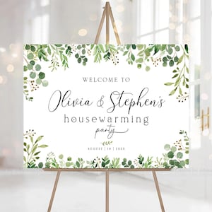 Decoraciones de inauguración de la casa con vegetación, letrero de bienvenida para inauguración de la casa, letrero para fiesta de inauguración de la casa, decoración para fiesta de inauguración de la casa, invitación para inauguración de la casa