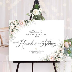 Placa de boas-vindas para casamento, decoração de casamento Blush, placa de boas-vindas Blush, Blush e marfim, decoração de casamento, convites de casamento, casamento Blush Pink