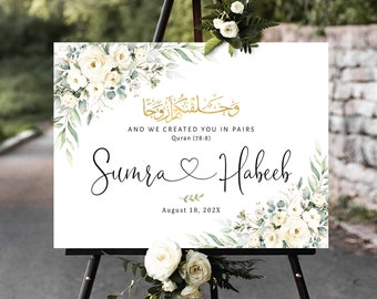 Nikkah Ceremony sign, Nikah Welcome Sign, Islamic wedding sign, Bismillah Wedding Welcome Sign, Arabic Calligraphy, Bismillah Wedding Decor