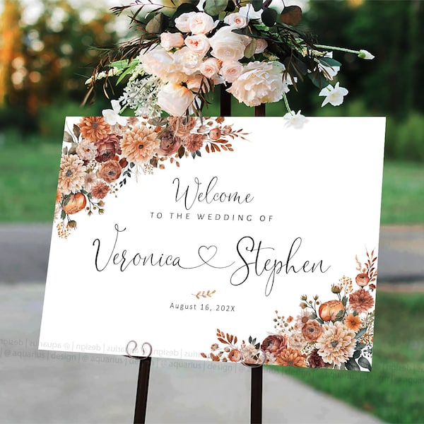 Fall wedding sign, Wedding Welcome Sign, Fall wedding decor, Autumn wedding decorations, Fall wedding invitations, Autumn wedding decor