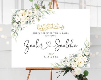 Sinal de cerimônia Nikkah, sinal de boas-vindas Nikah, sinal de casamento islâmico, sinal de boas-vindas de casamento Bismillah, caligrafia árabe, decoração de casamento Bismillah