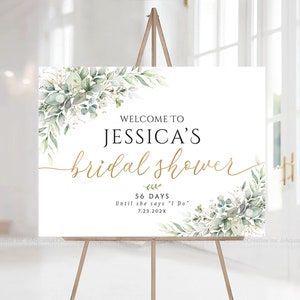 Bridal Shower Sign, Bridal Shower Decorations, Bridal Shower Welcome Sign, Greenery Bridal Shower Decor, Greenery Bridal Shower Sign