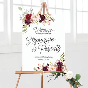 Sinal de casamento, sinal de boas-vindas de casamento, sinal de casamento azul marinho, sinal de aquarela, decoração de casamento, decorações de casamento, sinal de casamento boho