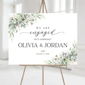 Engagement welcome sign, Engagement sign, Greenery Eucalyptus Decor, engagement party sign, engagement decorations, engagement invites