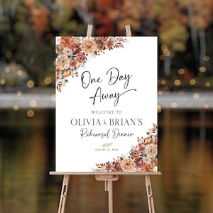 Cartel de la cena de ensayo, Cena de ensayo de boda, Decoraciones de boda de otoño, Cartel de la cena de ensayo de otoño, Naranja quemada, Decoraciones de terracota