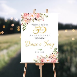 Cartel del 50 aniversario, cartel del 50 aniversario, cartel de aniversario imprimible, decoración del 50 aniversario - US_WS0103b