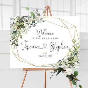 Greenery Hochzeitsschild, Hochzeit Willkommensschild, Hochzeitsschilder, Greenery Willkommensschild, geometrische Hochzeitsdekoration, geometrische Hochzeit