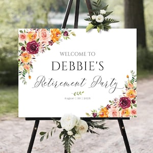 Signo de fiesta de jubilación, signo de bienvenida de jubilación, signo de bienvenida de fiesta de celebración de jubilación, decoración de jubilación, decoración de jubilación de otoño
