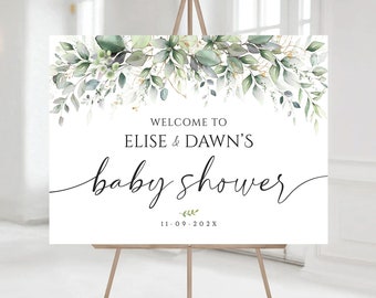 Baby Shower Sign, Baby Shower Welcome Sign, Baby Shower Decorations, Greenery Baby Shower Welcome Sign, Greenery Baby Shower Decorations