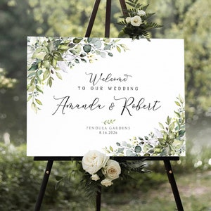 Greenery Wedding Sign, Wedding Welcome Sign, Wedding sign, Couples shower sign, Engagement welcome sign, Engagement sign, PRINTABLE Poster