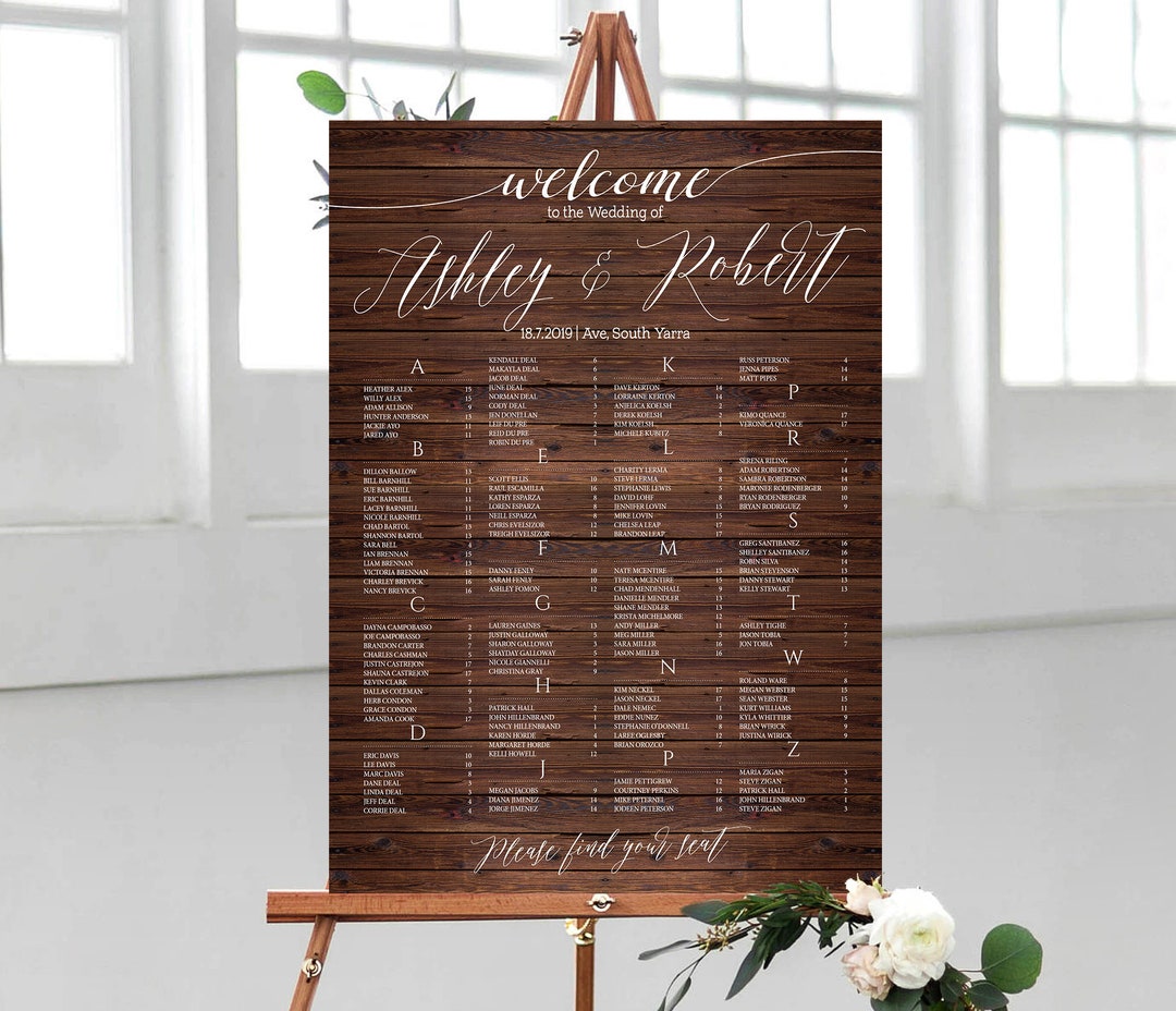 Wedding Seating Chart Poster Wedding Seating Chart Printable - Etsy