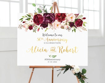 50th anniversary sign, Baby shower sign, Engagement Sign, Wedding Welcome sign, Rehearsal sign, Anniversary Signs, Couples shower sign