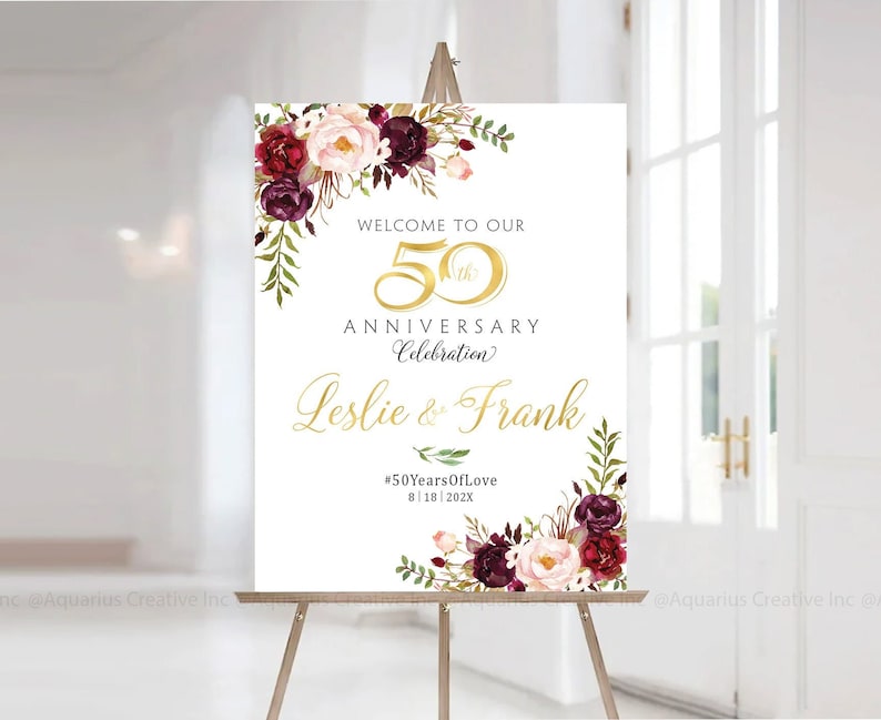 Anniversary Decorations, anniversary gifts, Anniversary sign, Anniversary sign 50th, 50th anniversary invitations, 50th anniversary Invite, 50 years of marriage, 50 years wedding invitation, 50th wedding anniversary