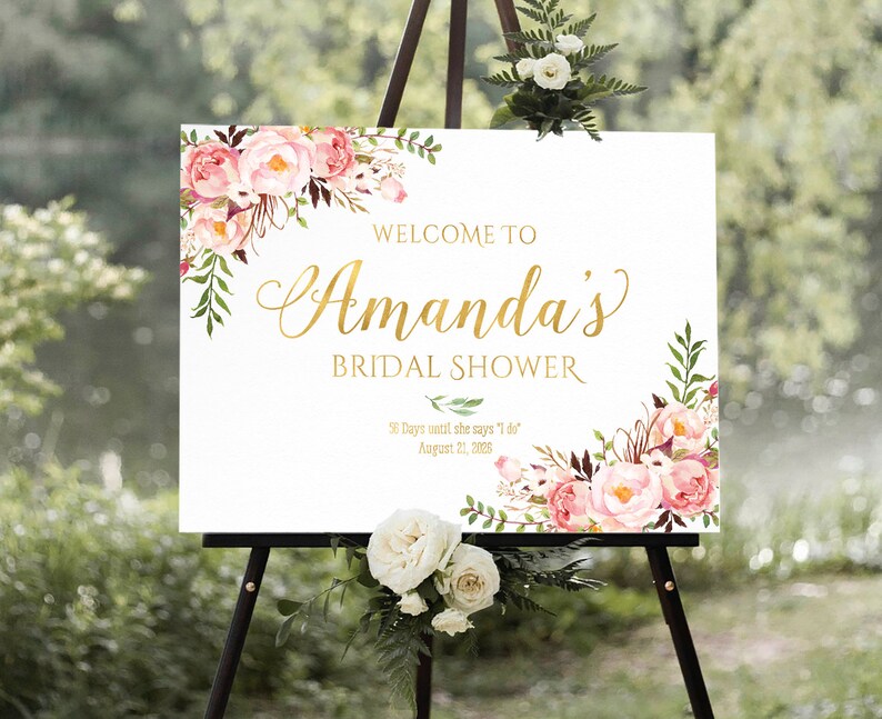 Bridal Shower Decor, Blush Pink Bridal Shower Decorations, Bridal Shower Banner, Bridal shower Invite, Bridal shower Poster, Blush Pink decor, Bridal Tea sign, Bridal Brunch Sign, Rose Gold Decor, Greenery Decor, Couples Shower Sign, Shower Sign