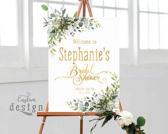 Bridal Shower sign, Bridal Shower decoration, Bridal Shower Welcome Sign,  Greenery Bridal shower sign, Printable sign, Floral welcome sign