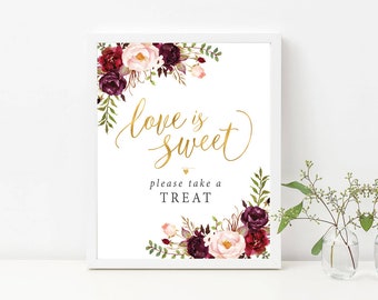 Love is Sweet Sign, Dessert Table Sign, Love is Sweet Take a Treat Sign, Wedding welcome sign, wedding decorations, Wedding Signs, Signs