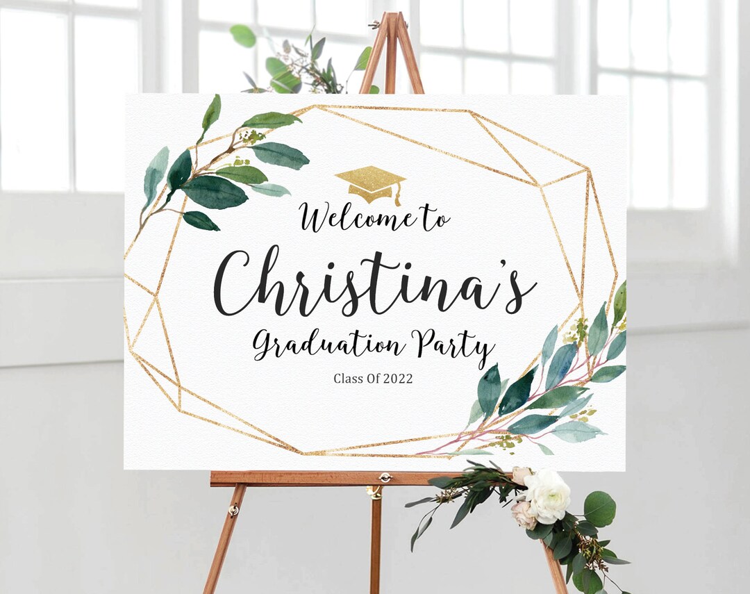 Graduation Welcome Sign, Graduation Sign, Greenery Graduation ...