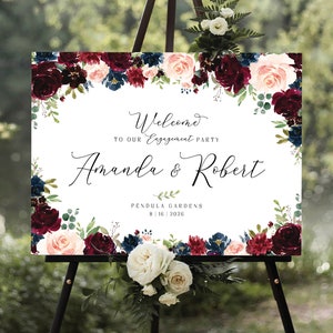 Signo de bienvenida de compromiso, decoraciones de compromiso de otoño, carteles de bienvenida, cartel de bienvenida de fiesta de compromiso, cartel de bienvenida de boda, invitaciones de compromiso