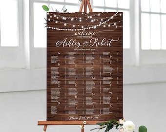 Wedding Seating Chart Poster, Wedding Seating Chart, Printable Seating Chart, rustic wedding, Wood Seating Chart, Rustic Seating Chart