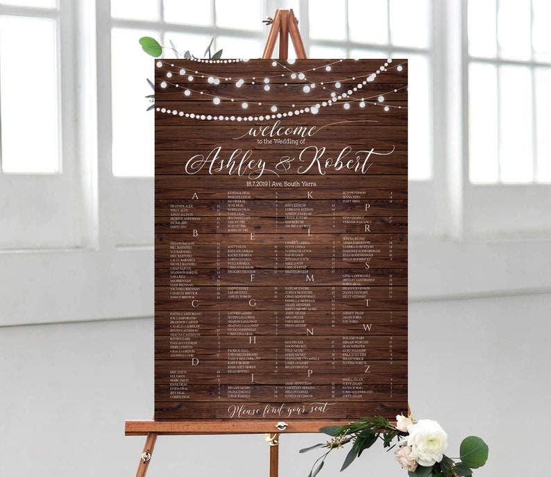 Wedding Seating Chart Poster Wedding Seating Chart Printable Etsy