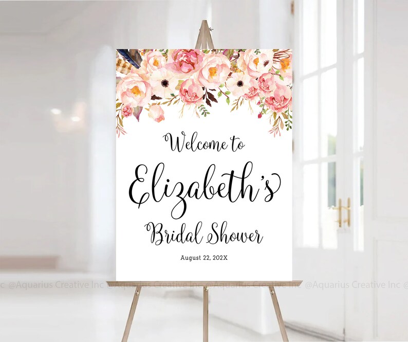 Bridal Shower decorations, Bridal Shower sign, Bridal Shower Welcome Sign, Navy Gold Bridal shower, Bridal shower invitation, Shower signs image 2