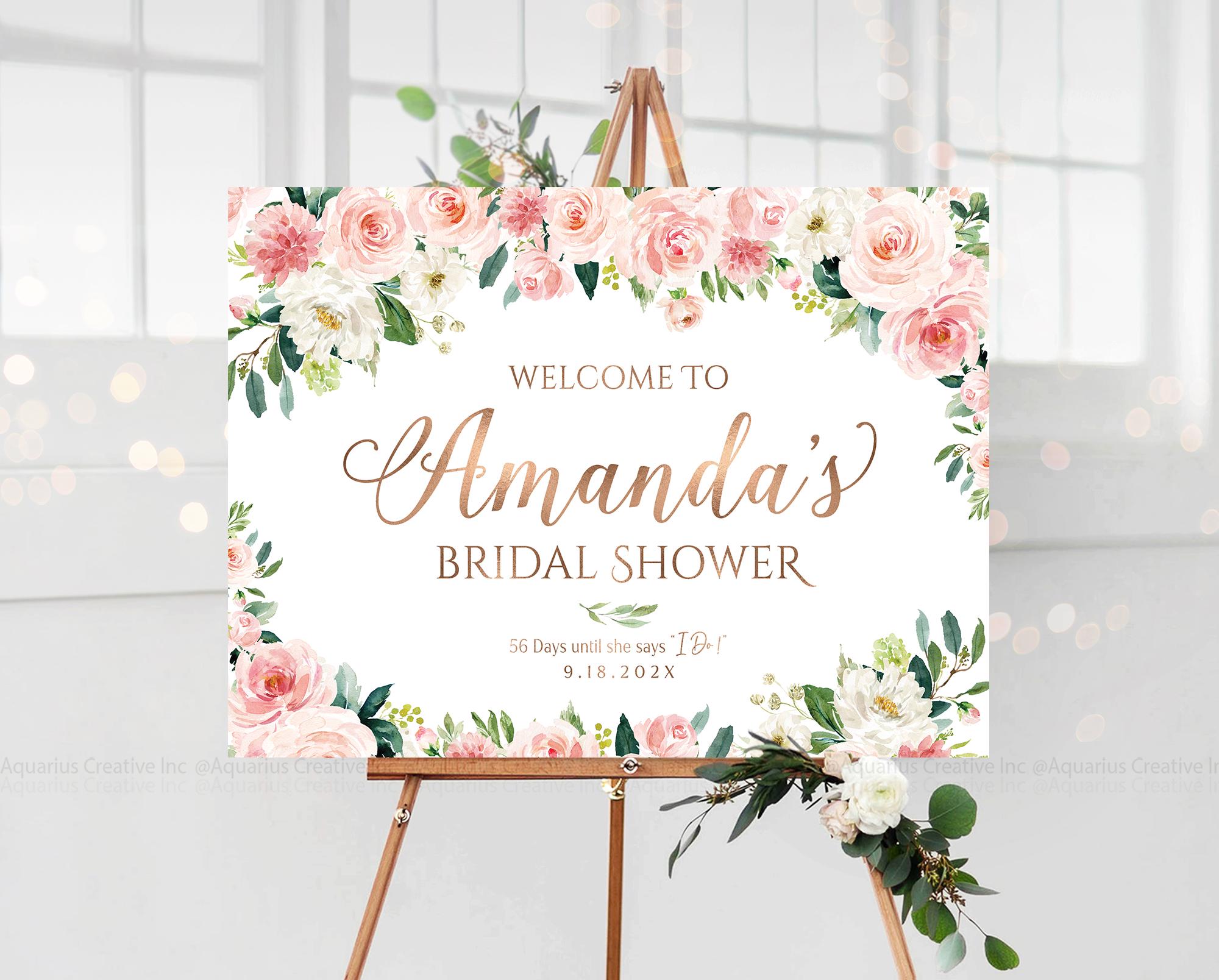 Blush Pink Bridal Shower, Bridal Shower Welcome Sign, Bridal Shower ...