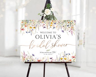 Personalized  Bridal Shower sign, Bridal Shower Welcome Sign, Wildflower Bridal Shower decorations, Bridal shower Invitation, Shower games