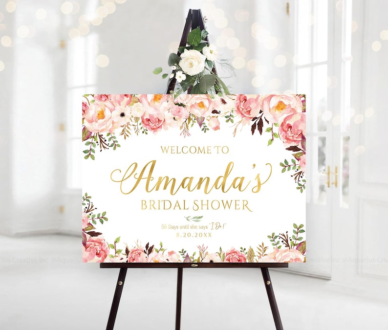 Bridal Shower Decor, Blush Pink Bridal Shower Decorations, Bridal Shower Banner, Bridal shower Invite, Bridal shower Poster, Blush Pink decor, Bridal Tea sign, Bridal Brunch Sign, Rose Gold Decor, Greenery Decor, Couples Shower Sign, Shower Sign