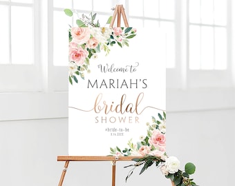 Bridal Shower sign, Bridal Shower decoration, Bridal Shower Welcome Sign, Bridal shower Invitation, Bridal shower Poster, Blush Pink decor