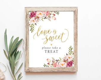 Love is Sweet Sign, Dessert Table Sign, Love is Sweet Take a Treat Sign, Wedding welcome sign, wedding decorations, Wedding Signs, Signs