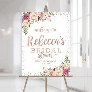 Letrero para despedida de soltera, decoraciones para despedida de soltera, letrero de bienvenida para despedida de soltera, invitación para despedida de soltera, rosa ruborizado, despedida de soltera en oro rosa