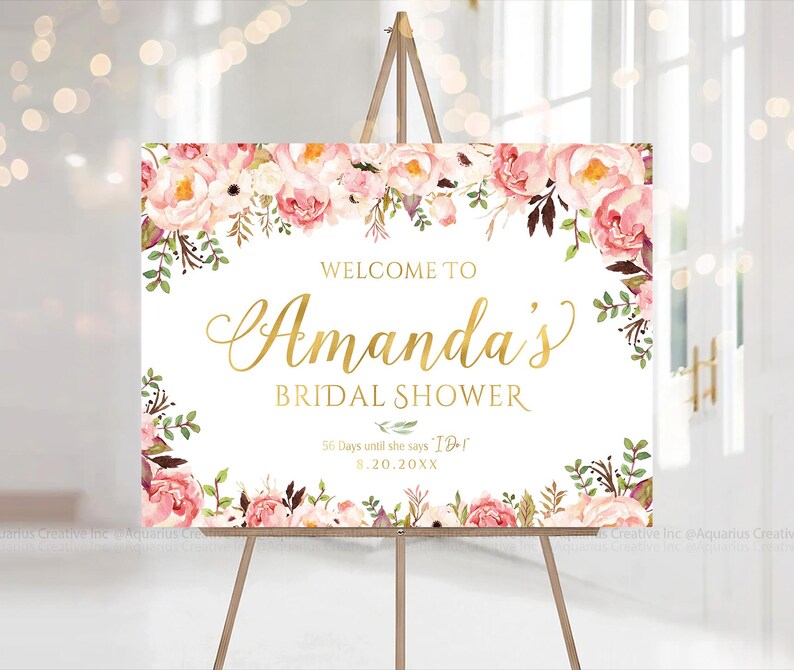 Bridal Shower Decor, Blush Pink Bridal Shower Decorations, Bridal Shower Banner, Bridal shower Invite, Bridal shower Poster, Blush Pink decor, Bridal Tea sign, Bridal Brunch Sign, Rose Gold Decor, Greenery Decor, Couples Shower Sign, Shower Sign