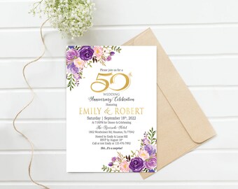 50th anniversary invitation, Golden wedding anniversary, Gold wedding Invitation, Gold Anniversary invitation, Anniversary decorations