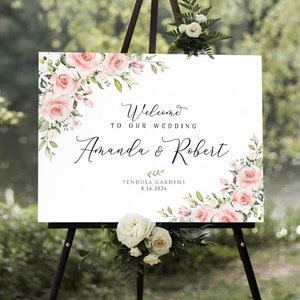 Cartello di benvenuto per matrimonio, poster di benvenuto per matrimonio, arredamento per matrimonio Blush, decorazione verde, cartello per matrimonio, cartello di benvenuto stampabile, poster di benvenuto