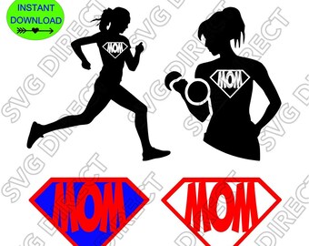 Super Mom Shield (set of 4) ****Svg, Png, Dxf, Jpg use with Silhouette Studio & Cricut, Vector Art, Vinyl Design Digital Cut Files
