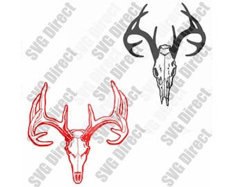 Deer Skulls SVG cut file - Deer Skull, Deer Hunting, Antler, Monogram, Digital Cut Files