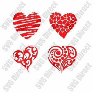 Valentine Heart - 4 Designs - SVG cut file - use with Silhouette Studio & Cricut, Vector Art, Vinyl Design, Digital Cut Files