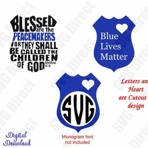 Politie Badges, Bundel van 3 **** Dunne Blauwe Lijn, Terug de Blauwe, Svg, Png, Dxf, Jpg, Digital Cut Files