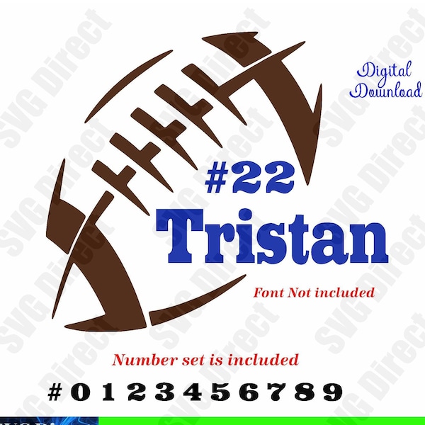 Football With Number Set ****Svg, Png, Dxf, Jpg use with Silhouette Studio & Cricut, Vector Art, Vinyl Digital Cutting Cut Files