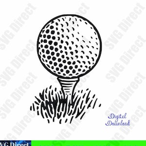 Golf Ball on Tee ****Svg cut file, Png, Dxf, Jpg use with Silhouette Studio & Cricut, Vector Art, Vinyl Design Digital Cut Files