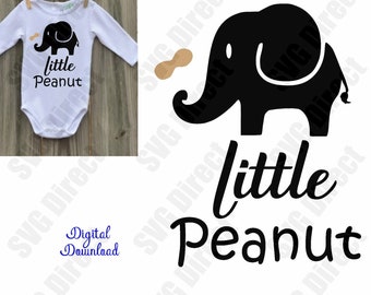 Little Peanut - Baby Elephant **** Svg, Png, Dxf, Jpg, Vector Art, Digital Cut Files