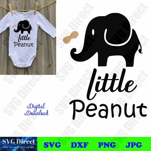 Kleine Erdnuss - Baby Elefant – Svg, Png, Dxf, Jpg, Vector Art, Digital Cut Dateien