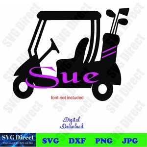 Golf Cart with Name ****Svg cut file, Png, Dxf, Jpg, Digital Cut Files