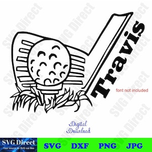 Big Golf Club with Name ****Svg cut file, Png, Dxf, Jpg use with Silhouette Studio & Cricut, Vector Art, Vinyl Design Digital Cut Files