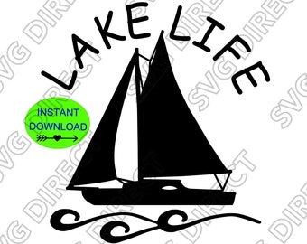 Lake Life Sail Boat **** svg, png, dxf, jpg - Archivos de corte digital