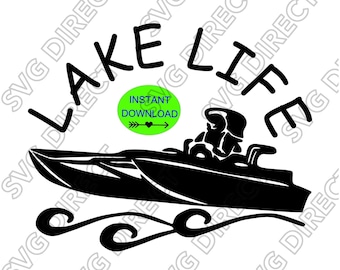 Barco a reacción Lake Life **** Barco Lake Life, Svg, Png, Dxf, Jpg - Archivos de corte digital