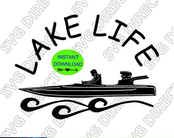 Lake Life Flatbottom Boat **** Svg, Png, Dxf, Jpg - Archivos de corte digital