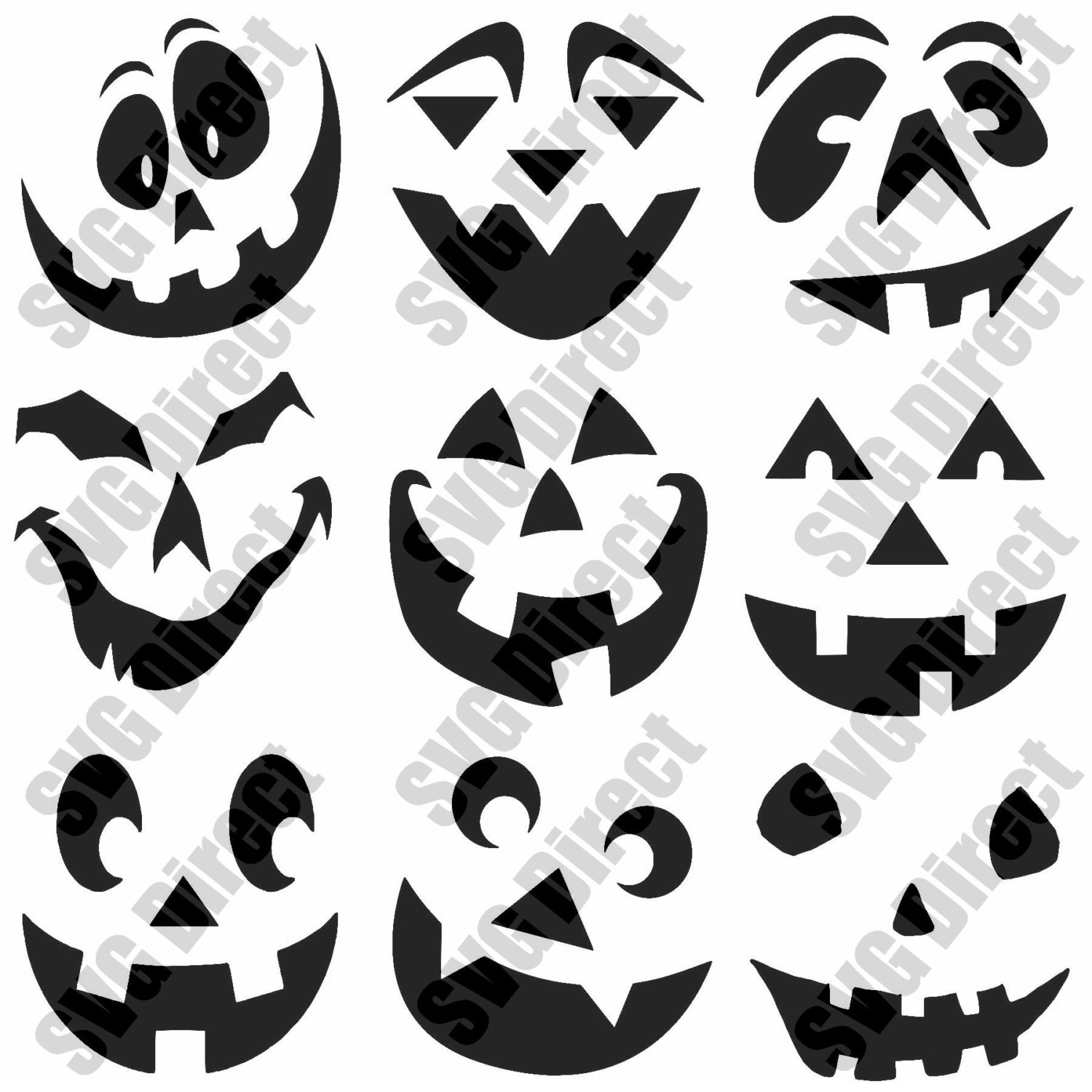 Download 9 Halloween Pumpkin Smiling Face Decal Designs SVG cut file | Etsy